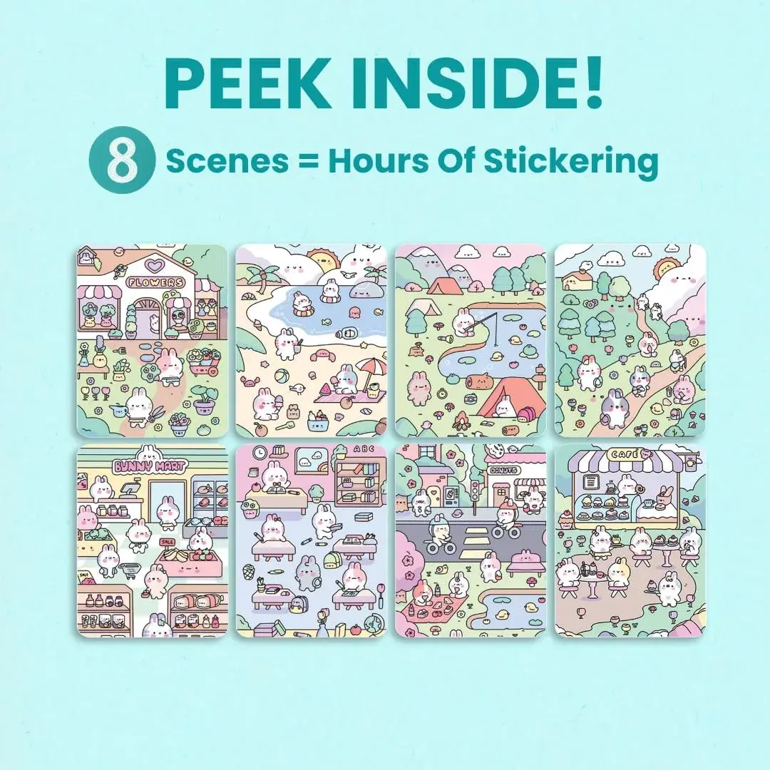 CUPKIN Life of Cute Bunnies Sticker Book with Coloring Pages, 300+ Stickers for Toddlers Ages 2-8 - view 6