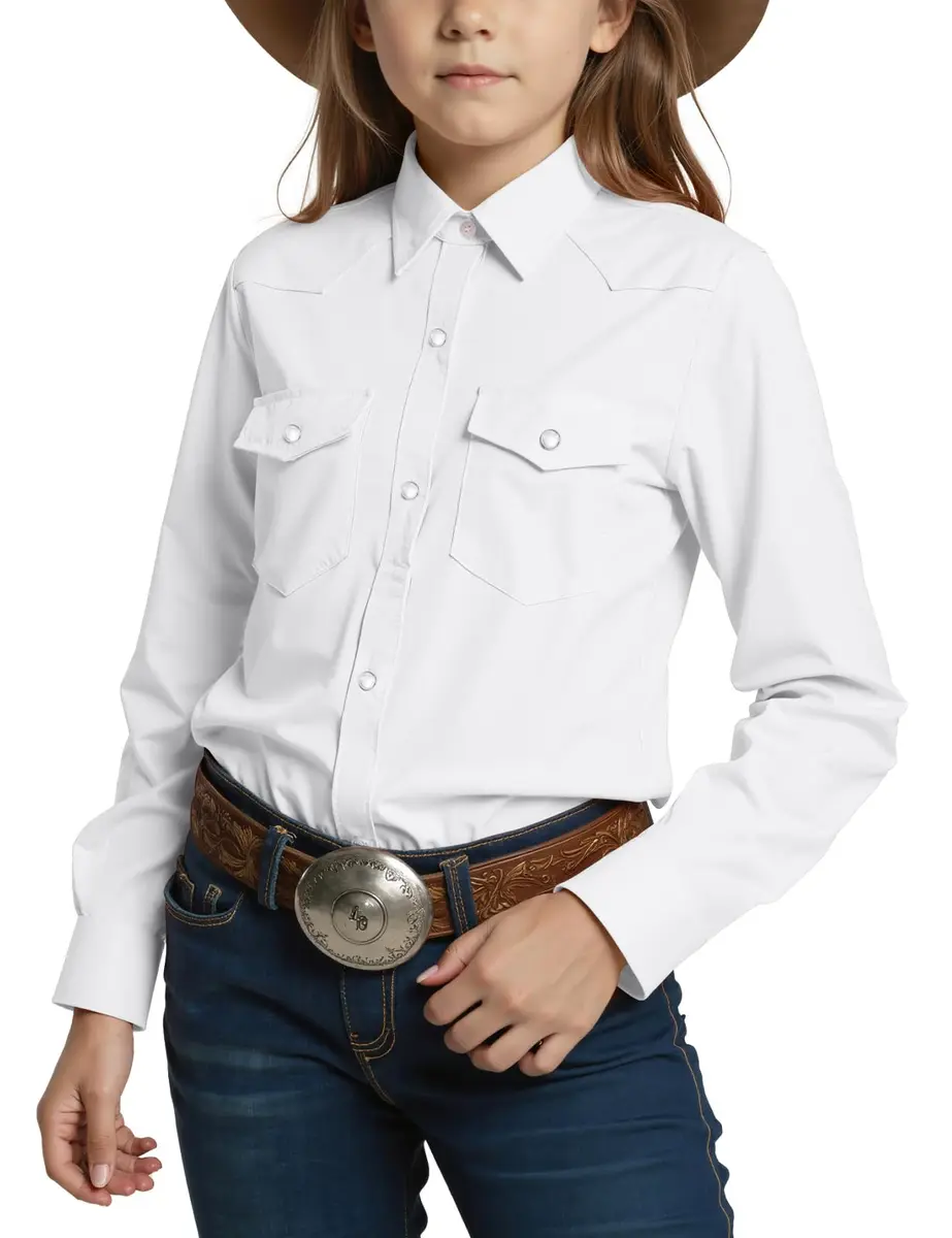 Noomelfish Girls Button-Down Western Shirt 9-10Y | Cowgirl Long Sleeve Cotton - main product image