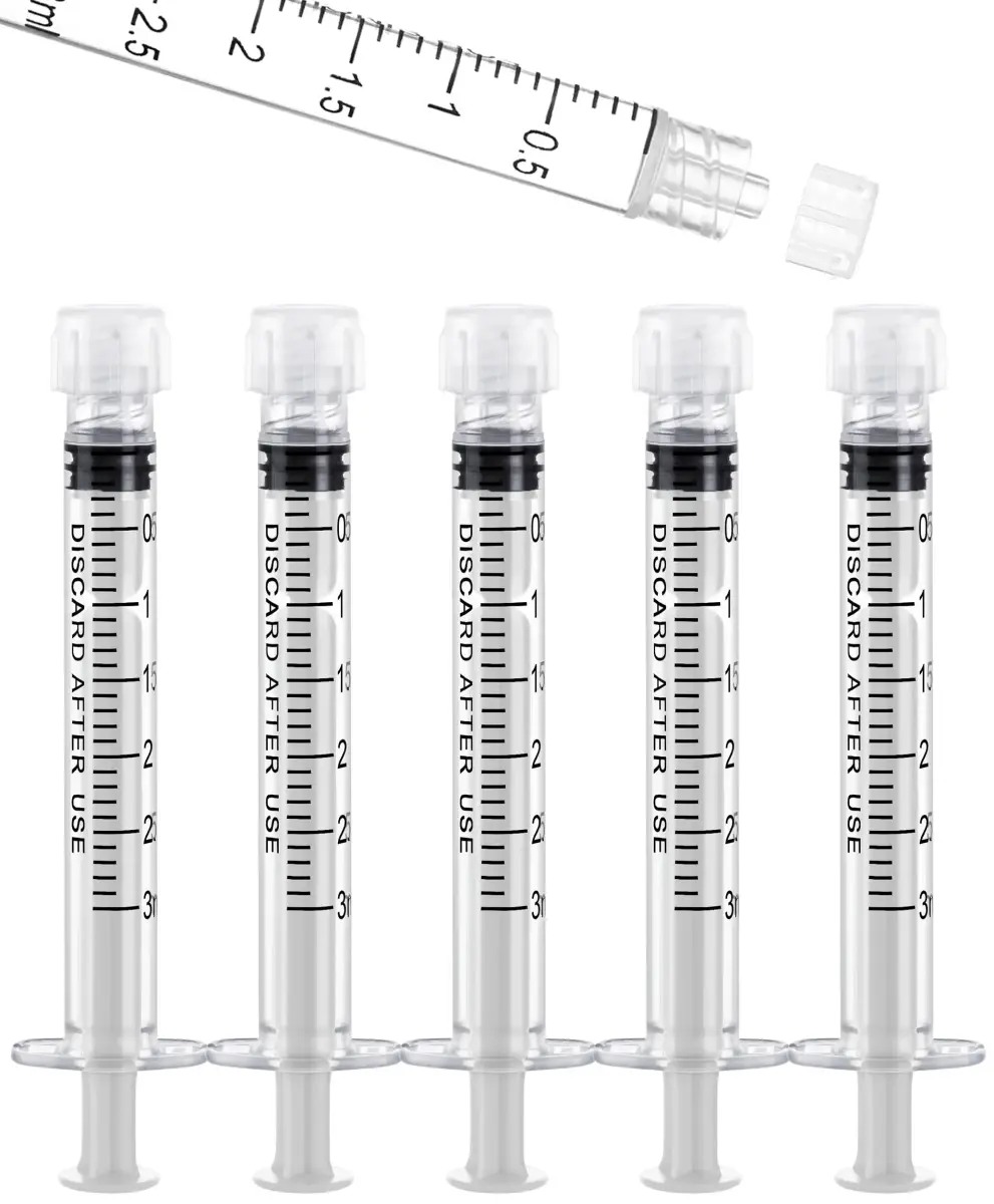 ginallt 3mL Luer Lock Syringes Without Needle - Sterile Syringe with Cap, 50 Pack (150 mL Total) - main product image