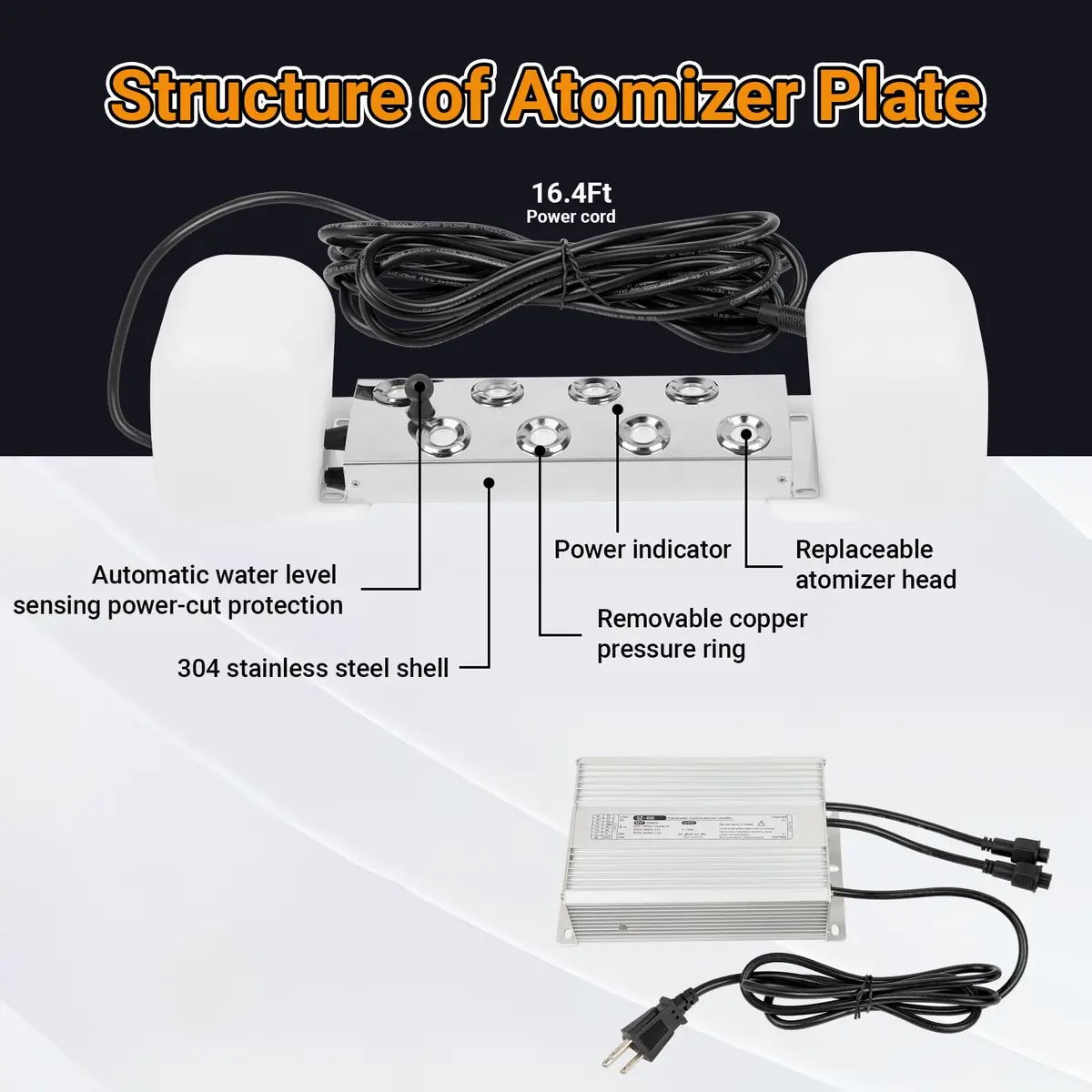 Toriexon Ultrasonic Mist Maker Fogger 16 Heads | 13000ml/H Outdoor Pond Fogger with Stainless Steel - view 8