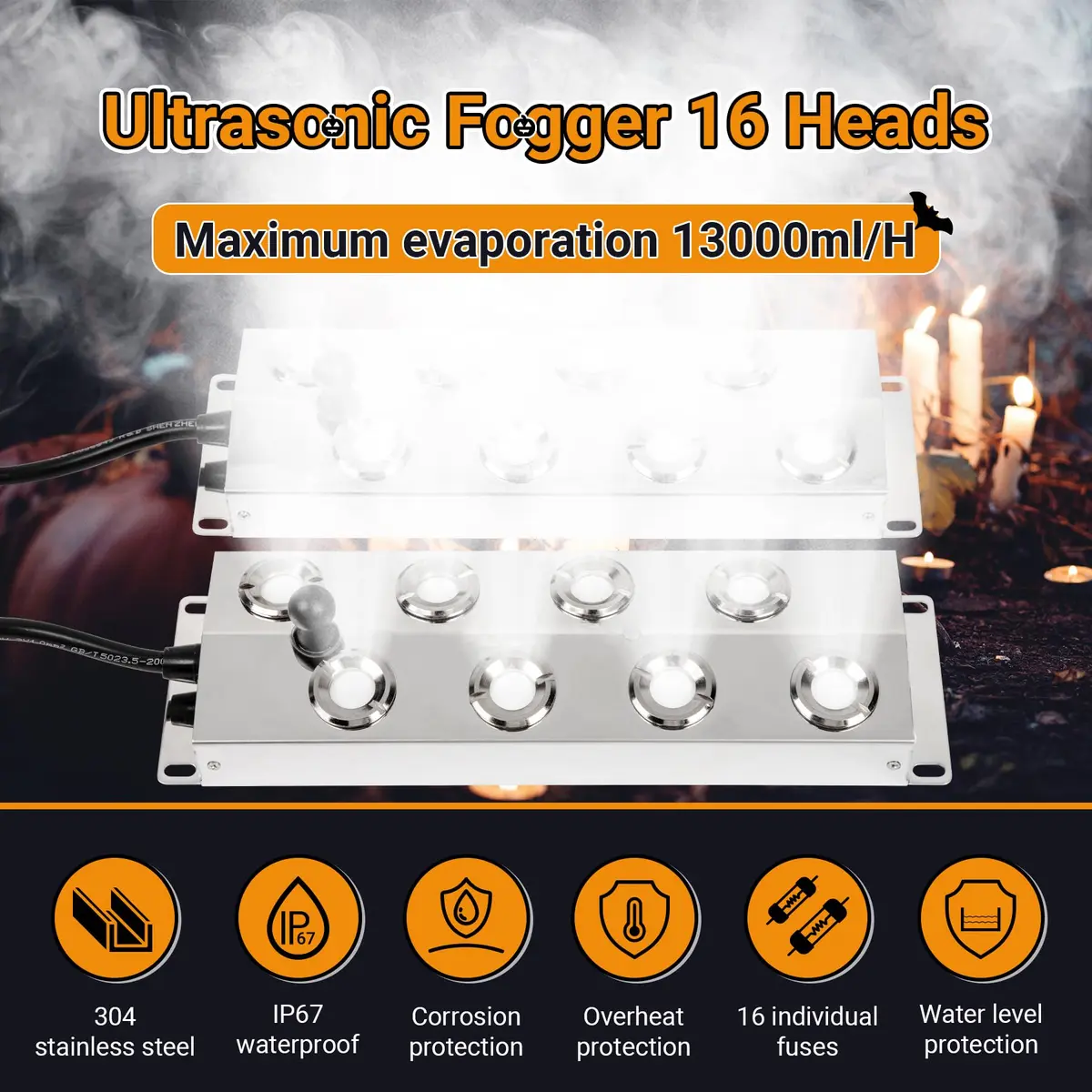 Toriexon Ultrasonic Mist Maker Fogger 16 Heads | 13000ml/H Outdoor Pond Fogger with Stainless Steel - view 2