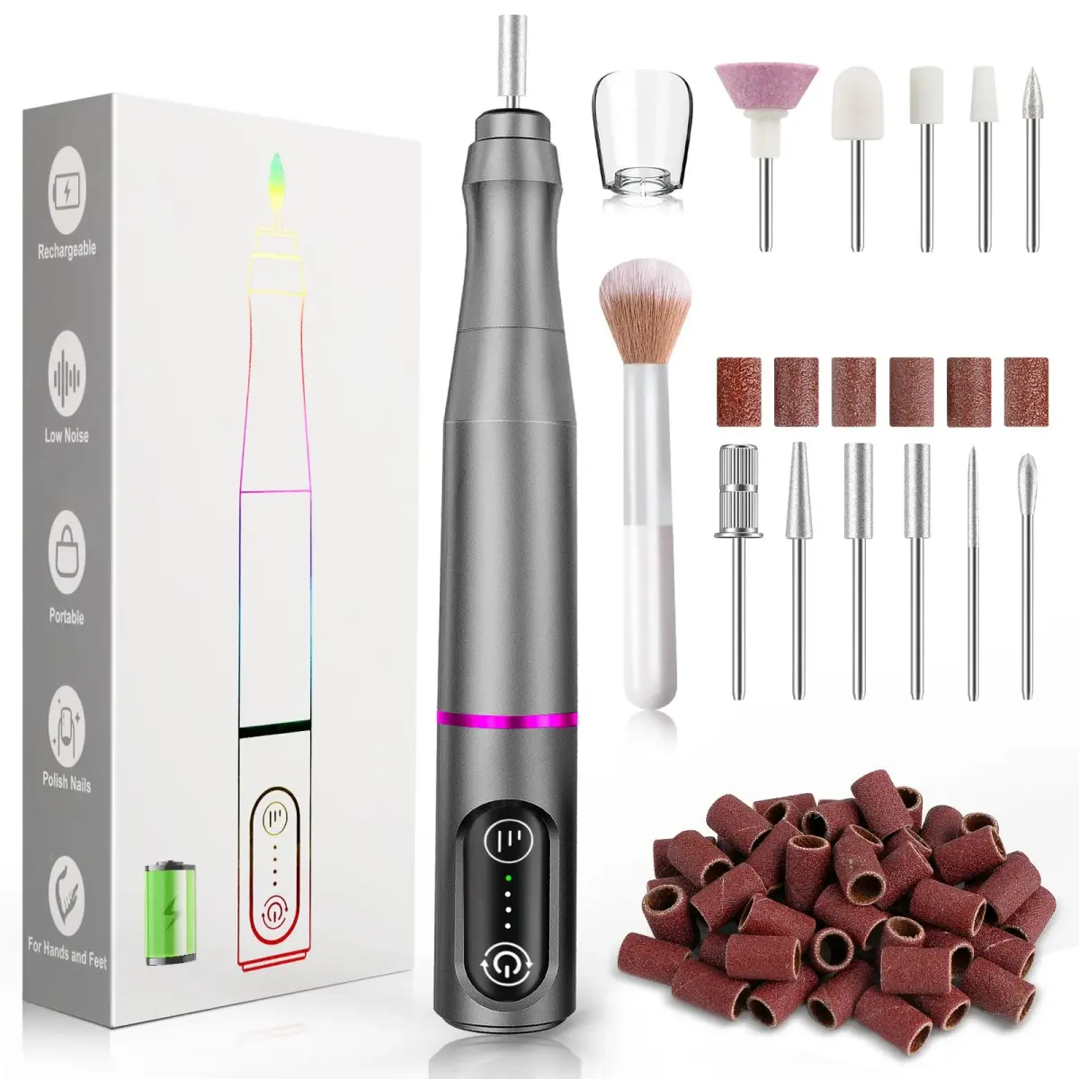 TUOBEO Cordless Nail Drill Electric File Kit 20000 RPM | Portable Efile Set for Acrylic & Gel Nails - main product image