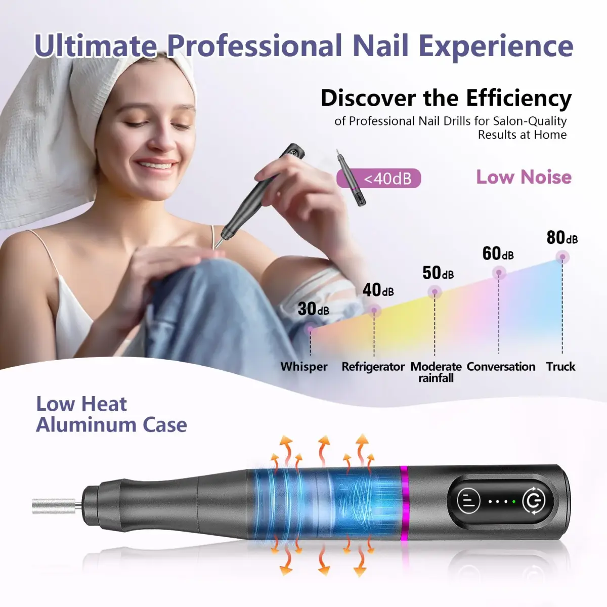 TUOBEO Cordless Nail Drill Electric File Kit 20000 RPM | Portable Efile Set for Acrylic & Gel Nails - view 6