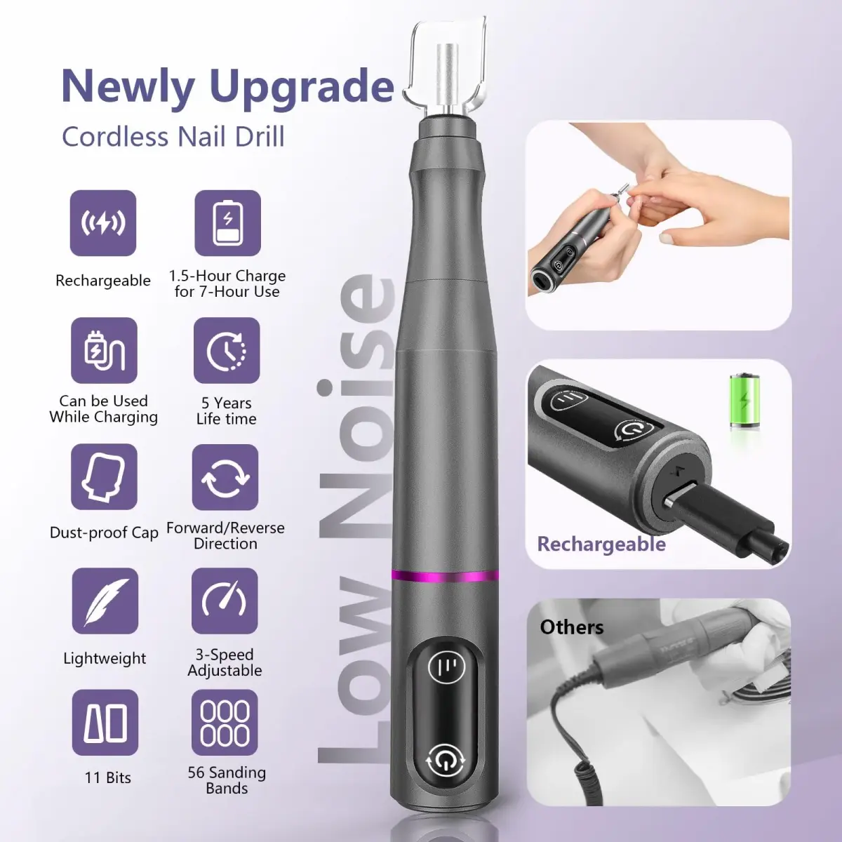 TUOBEO Cordless Nail Drill Electric File Kit 20000 RPM | Portable Efile Set for Acrylic & Gel Nails - view 4
