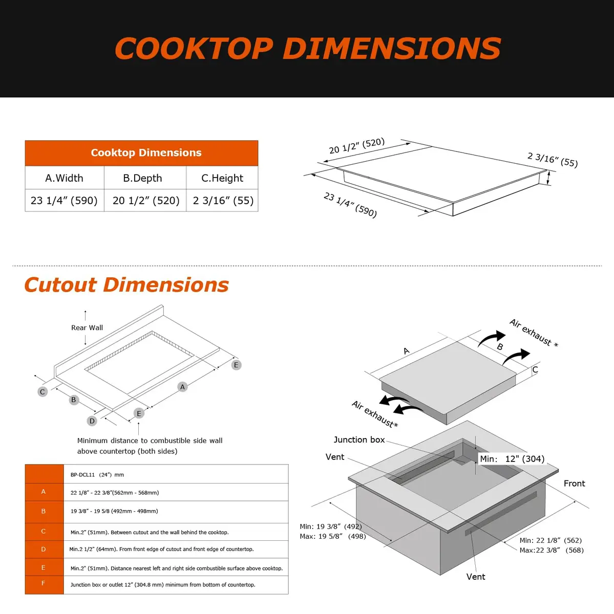 BIGoods 24 Inch Induction Cooktop 4 Burners | Flat Glass Top Electric Stove with Bridge-SYNC, Booster, Timer, Child Lock - view 6