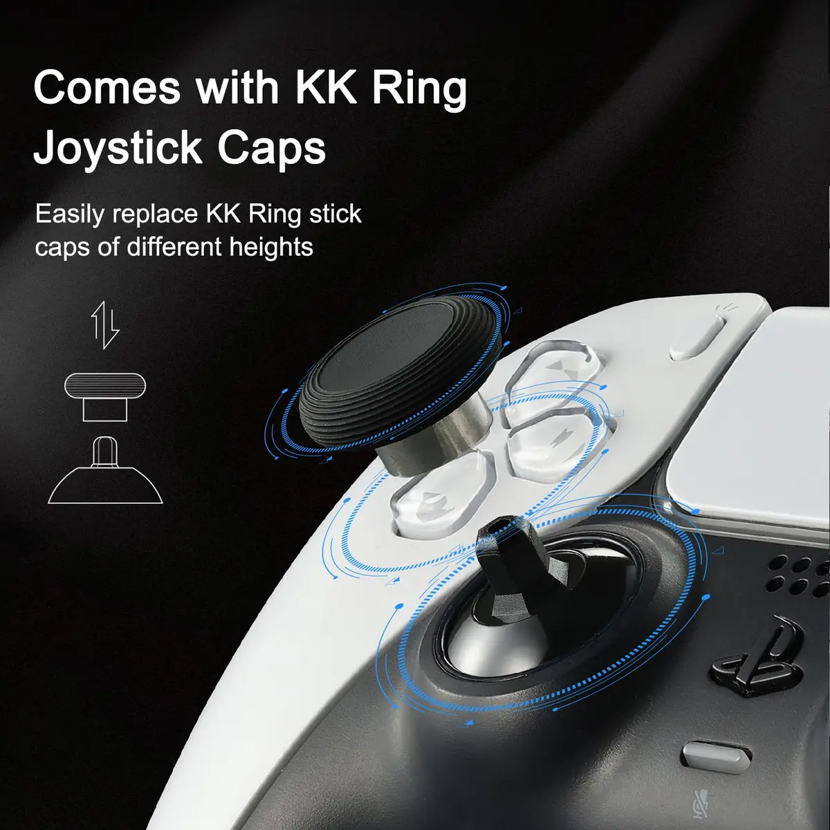 GuliKit TMR Joysticks Replacement for DualSense PS5 / PS5 Edge Controller with KK Ring Caps - view 6