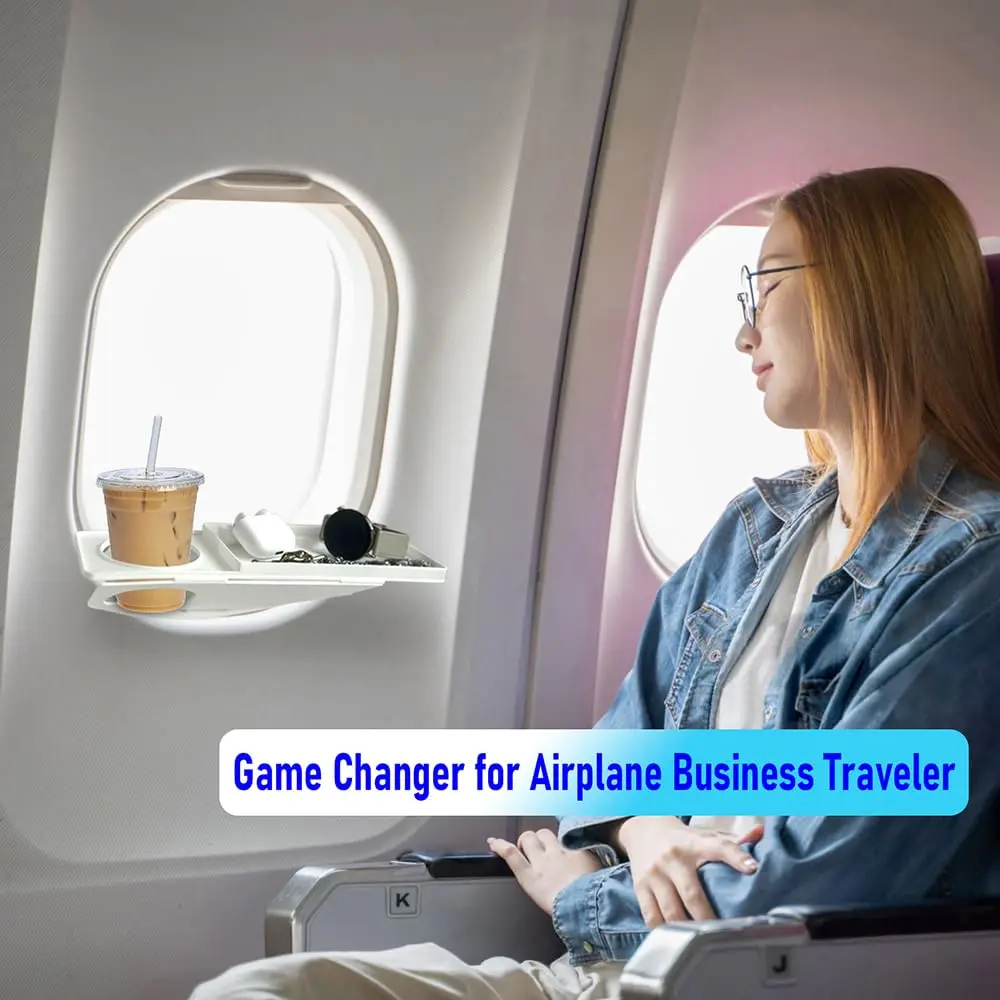 FresherAcc White Cup Holder | Airline Seat & Flight Window Organizer for Phone Gadgets - view 2