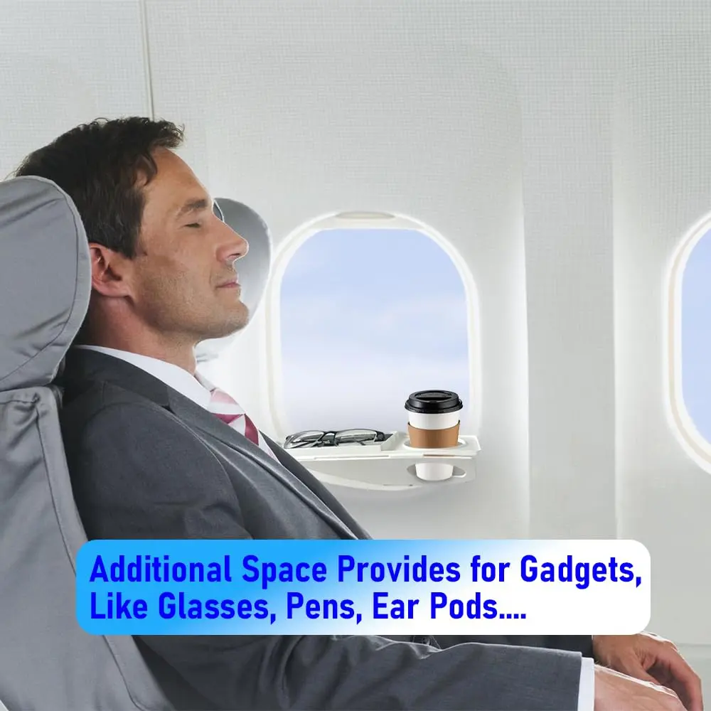 FresherAcc White Cup Holder | Airline Seat & Flight Window Organizer for Phone Gadgets - view 3