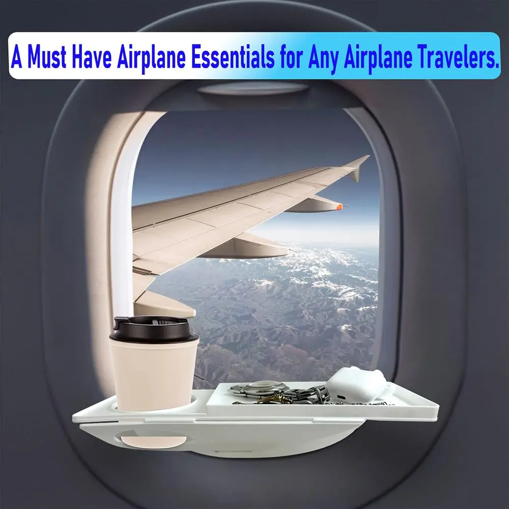 FresherAcc White Cup Holder | Airline Seat & Flight Window Organizer for Phone Gadgets - view 4