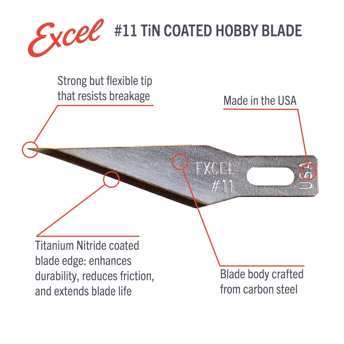 Excel Blades #11 Titanium Nitride Hobby Blades, 50-Pack, Carbon Steel | Precision Craft Refills - view 3