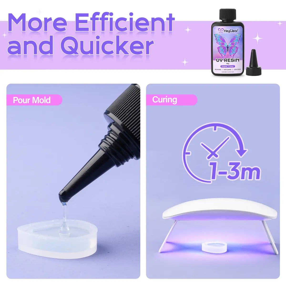 HeyClear UV Resin Kit 300g (10.58 oz) | Crystal Clear, Bubble-Free Epoxy Glue for Crafts - view 5