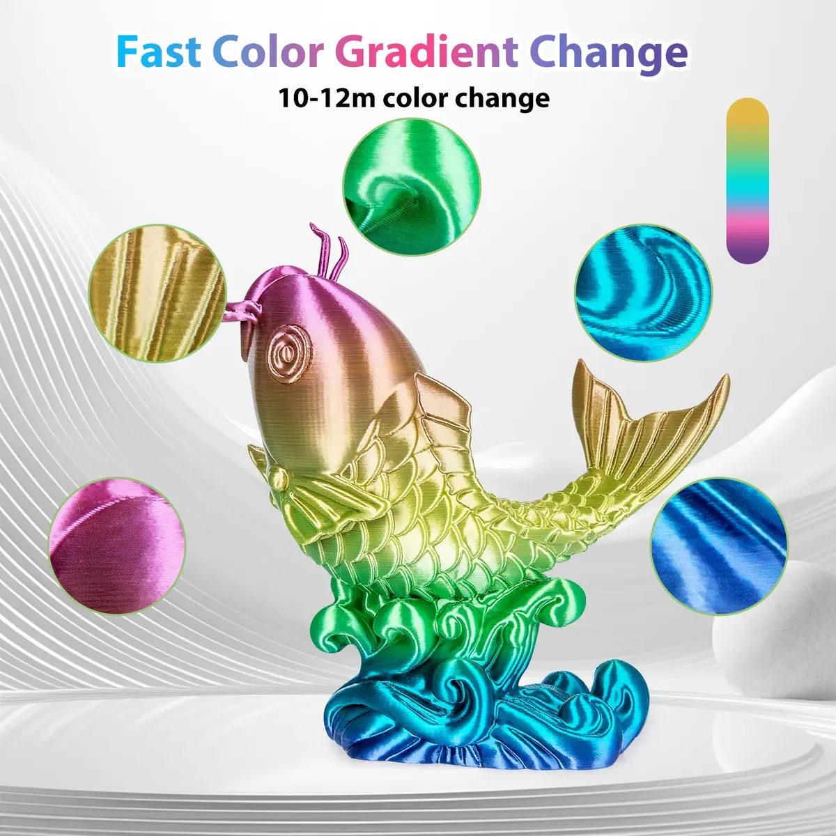 3Dgenius Silk Rainbow PLA Filament 1.75mm 250g | Color Changing, High Gloss Gradient - view 5