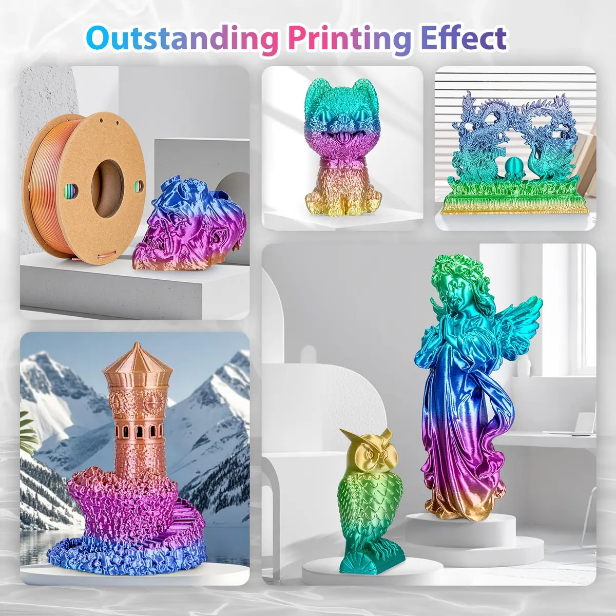 3Dgenius Silk Rainbow PLA Filament 1.75mm 250g | Color Changing, High Gloss Gradient - view 7