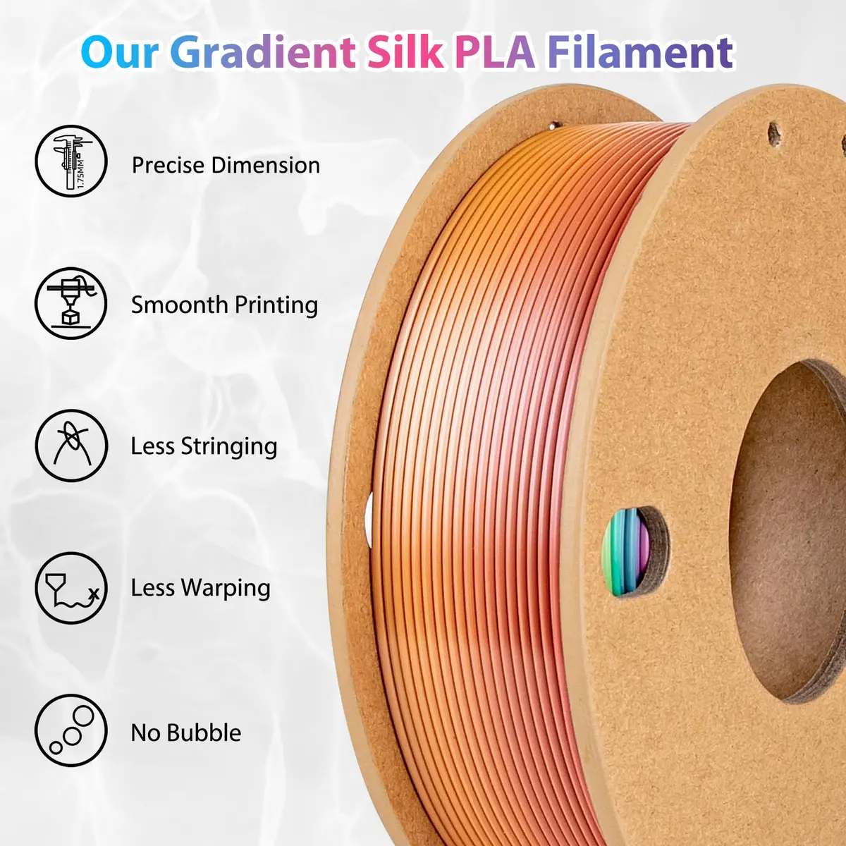 3Dgenius Silk Rainbow PLA Filament 1.75mm 250g | Color Changing, High Gloss Gradient - view 3