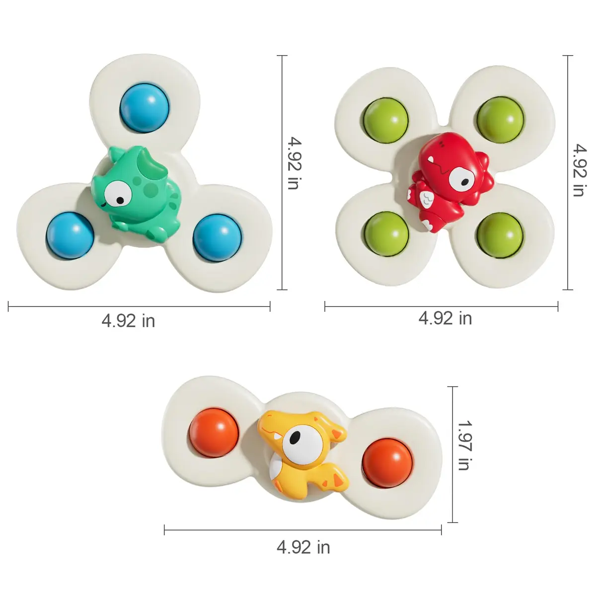 ALASOU Suction Cup Spinner Airplane Travel Toys for 1 Year Old Boy Girl | 3 Pack Multicolor Dinosaur - view 7