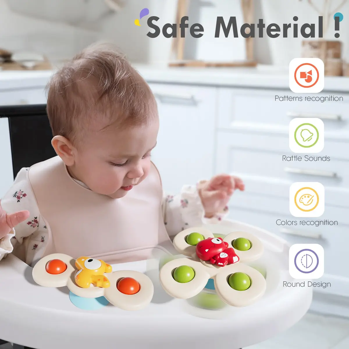 ALASOU Suction Cup Spinner Airplane Travel Toys for 1 Year Old Boy Girl | 3 Pack Multicolor Dinosaur - view 3