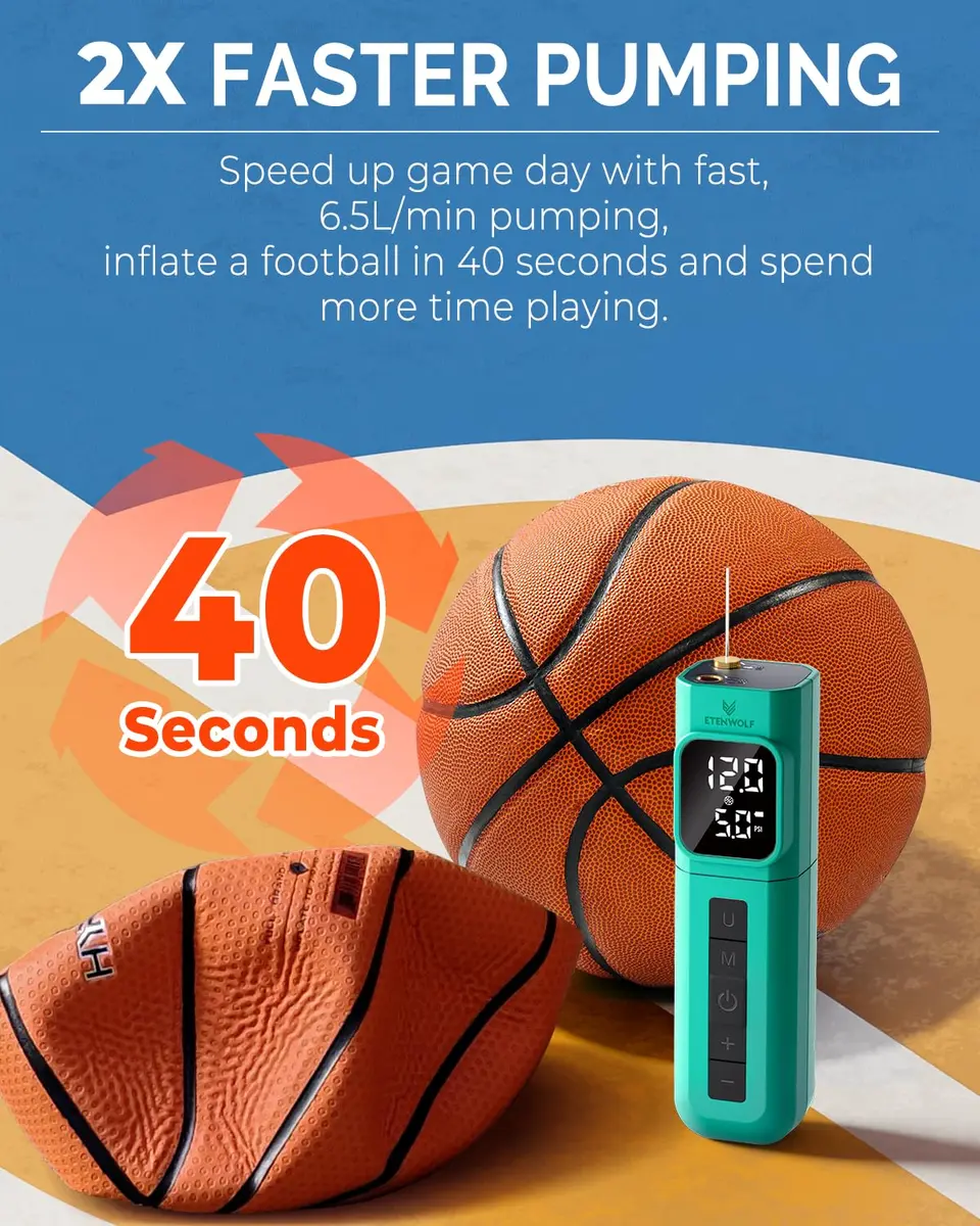 ETENWOLF P200 Electric Ball Pump 2000mAh | Fast, Precise Inflation for Sports Balls - view 7