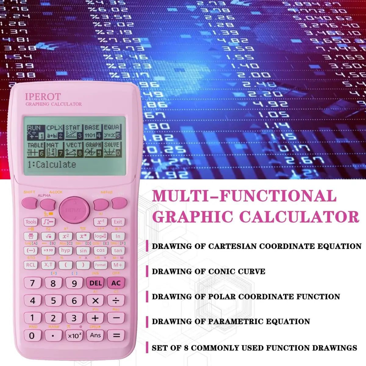 IPEROT Graphing Calculator with 10 Modes & 4 Functions, 128x64 LCD Display | Advanced Math & Science Tool - view 4