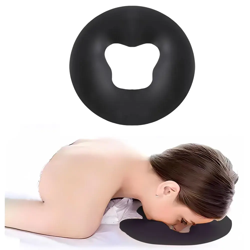 OULIGET Silicone Face Massage Pillow Black | Soft SPA Headrest for Beauty Beds & Travel - main product image