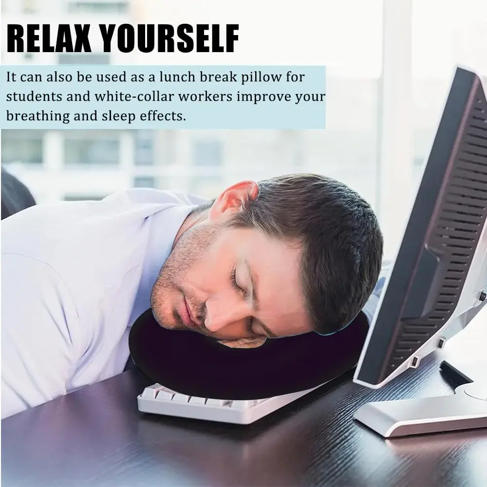 OULIGET Silicone Face Massage Pillow Black | Soft SPA Headrest for Beauty Beds & Travel - view 5
