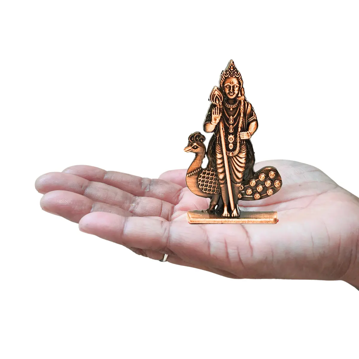 anciently Murugan Statue for Car Dashboard | Kartikeya Idol Metal Figurine 35g (Copper Colour) - main product image