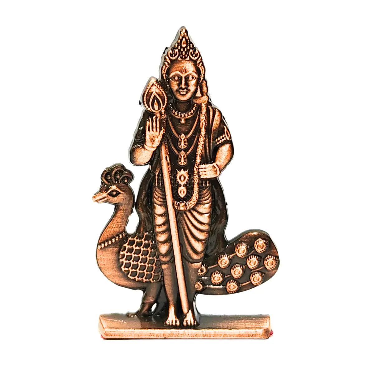 anciently Murugan Statue for Car Dashboard | Kartikeya Idol Metal Figurine 35g (Copper Colour) - view 5