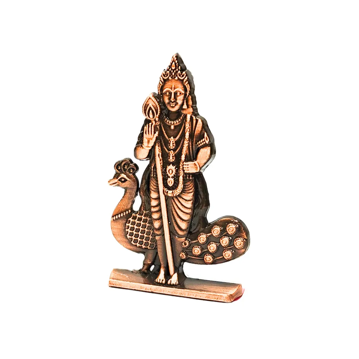 anciently Murugan Statue for Car Dashboard | Kartikeya Idol Metal Figurine 35g (Copper Colour) - view 6