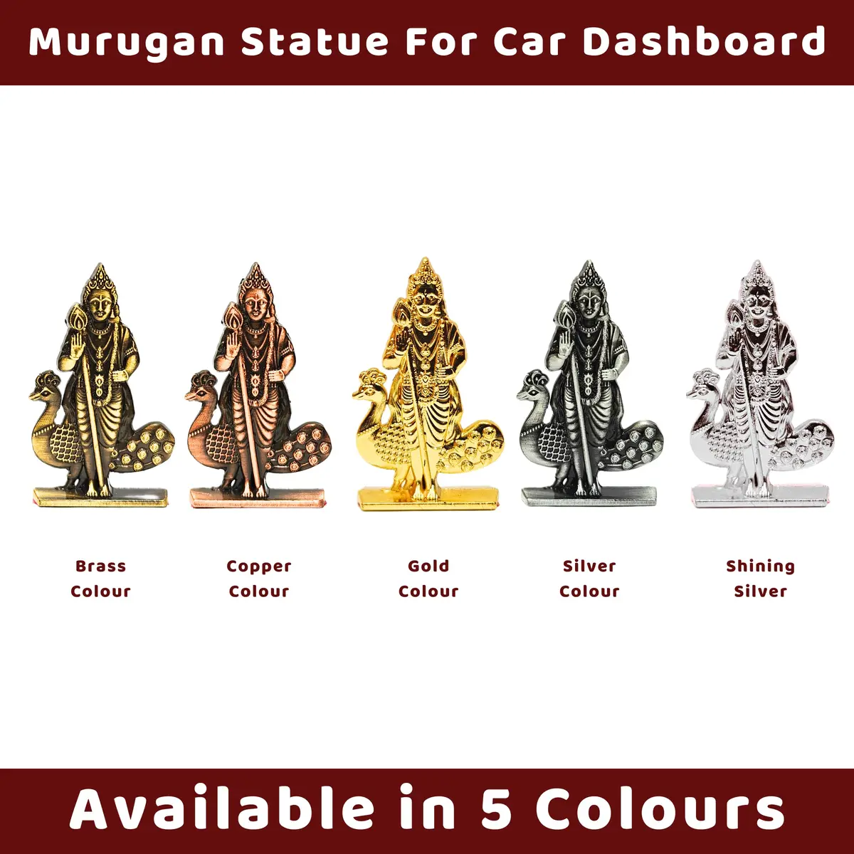 anciently Murugan Statue for Car Dashboard | Kartikeya Idol Metal Figurine 35g (Copper Colour) - view 7