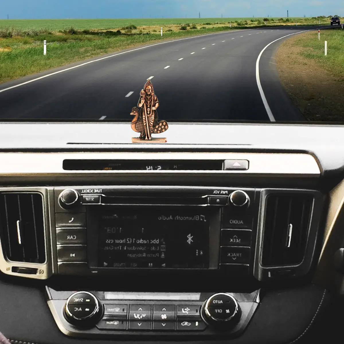 anciently Murugan Statue for Car Dashboard | Kartikeya Idol Metal Figurine 35g (Copper Colour) - view 2
