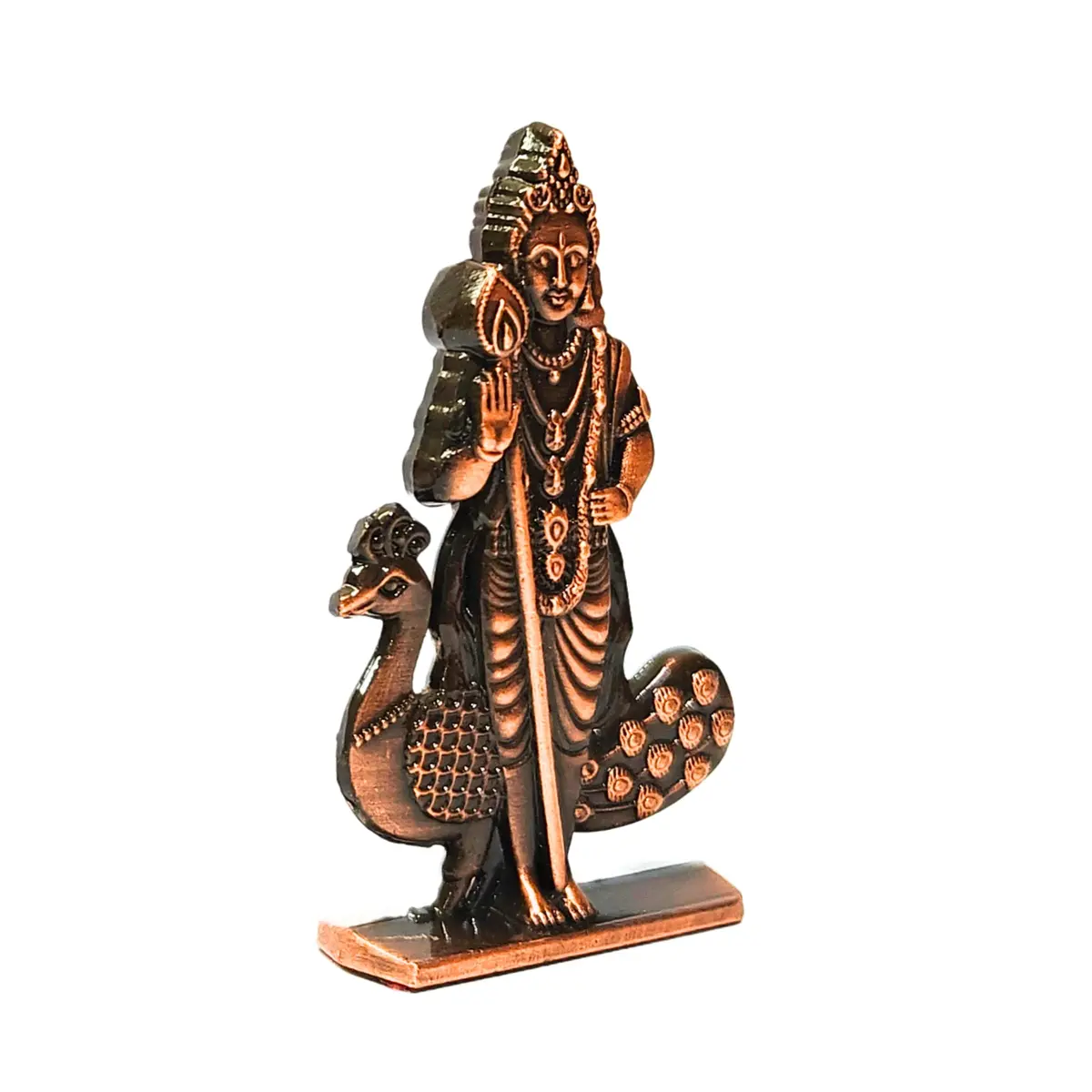 anciently Murugan Statue for Car Dashboard | Kartikeya Idol Metal Figurine 35g (Copper Colour) - view 4