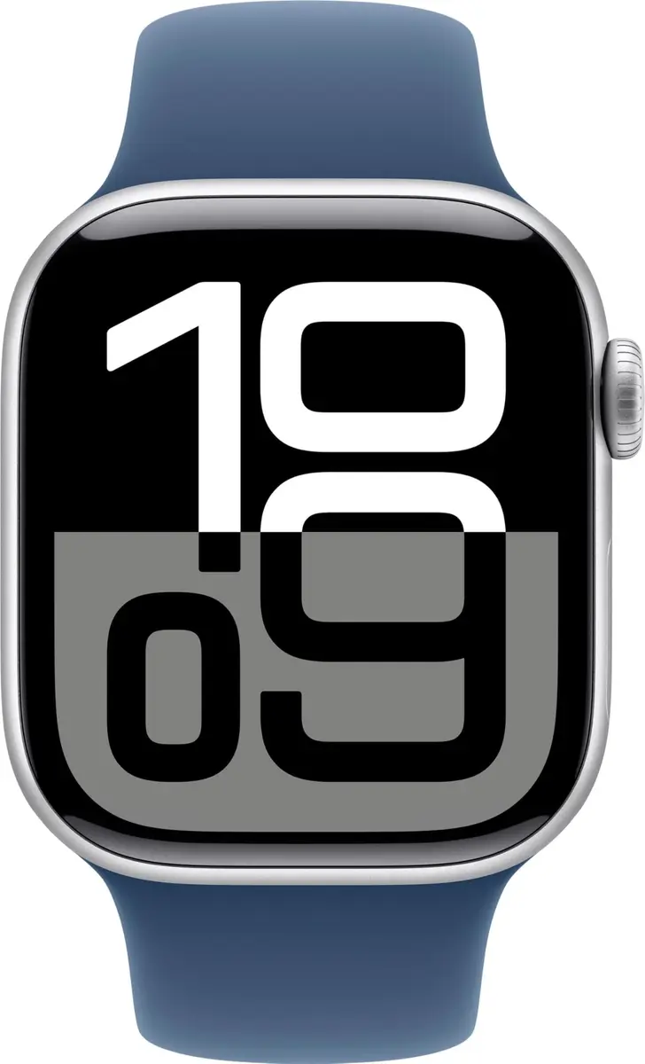 Apple Watch Series 10 [GPS, 46mm] - Silver Aluminum Case with Denim Sport Band, S/M (Renewed) | 64GB Storage - view 2