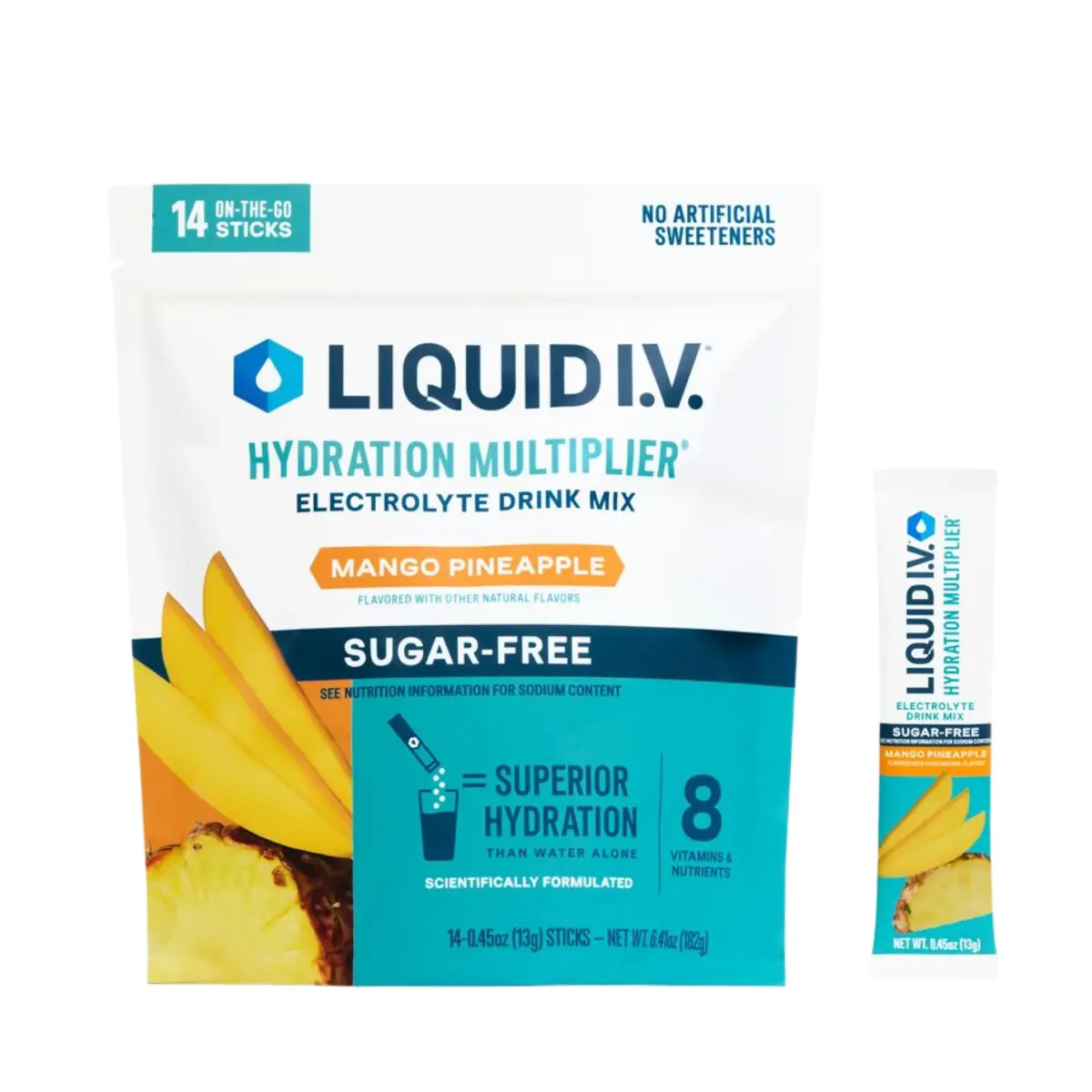 Liquid I.V. Sugar-Free Hydration Multiplier Electrolytes Mango Pineapple 14 Count | Clinically Proven Hydration - main product image