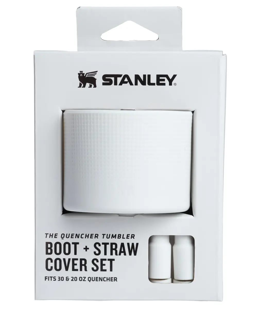STANLEY Quencher Boot and Straw Cover Set for 20 & 30 oz Tumblers | Anti-Slip Silicone Protector & Dust Cap | Pale Stone - main product image