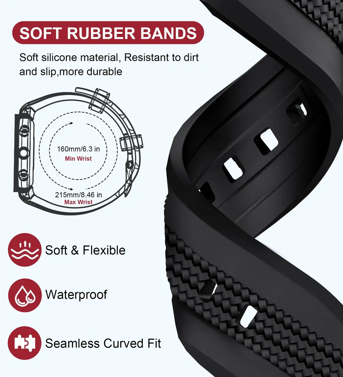 REBANDACE Silicone Strap for Moonswatch 20mm | No-Gap Curved Replacement for Omega Swatch Moonwatch - view 5
