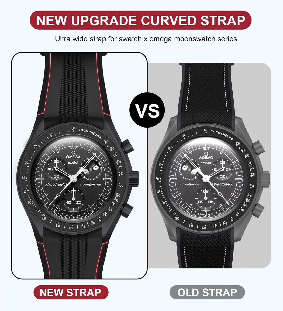 REBANDACE Silicone Strap for Moonswatch 20mm | No-Gap Curved Replacement for Omega Swatch Moonwatch - view 3