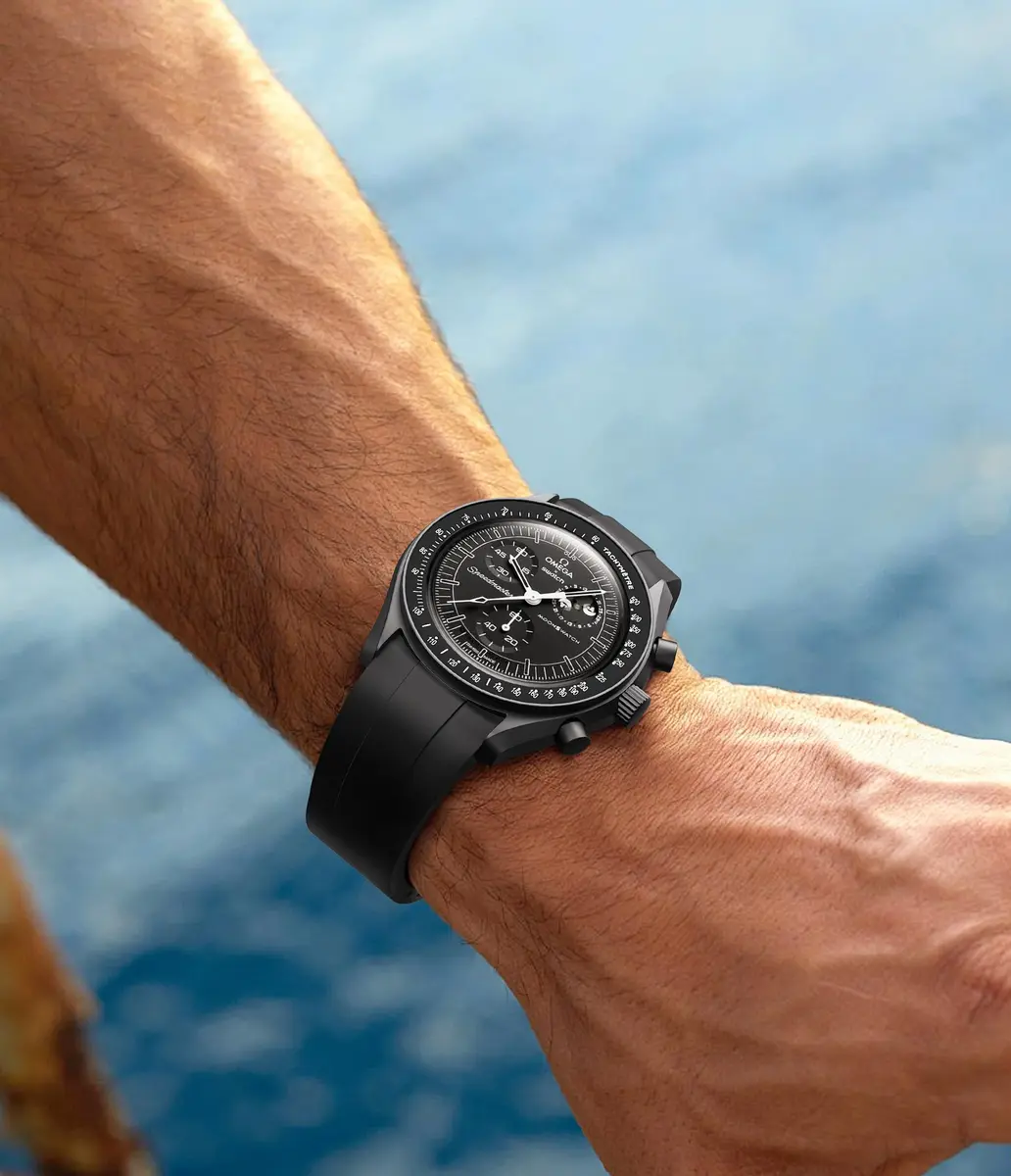 REBANDACE Black Silicone Watch Band for Omega x Swatch Moonswatch 20mm | Cut-to-Size, No-Gap Fit - view 6