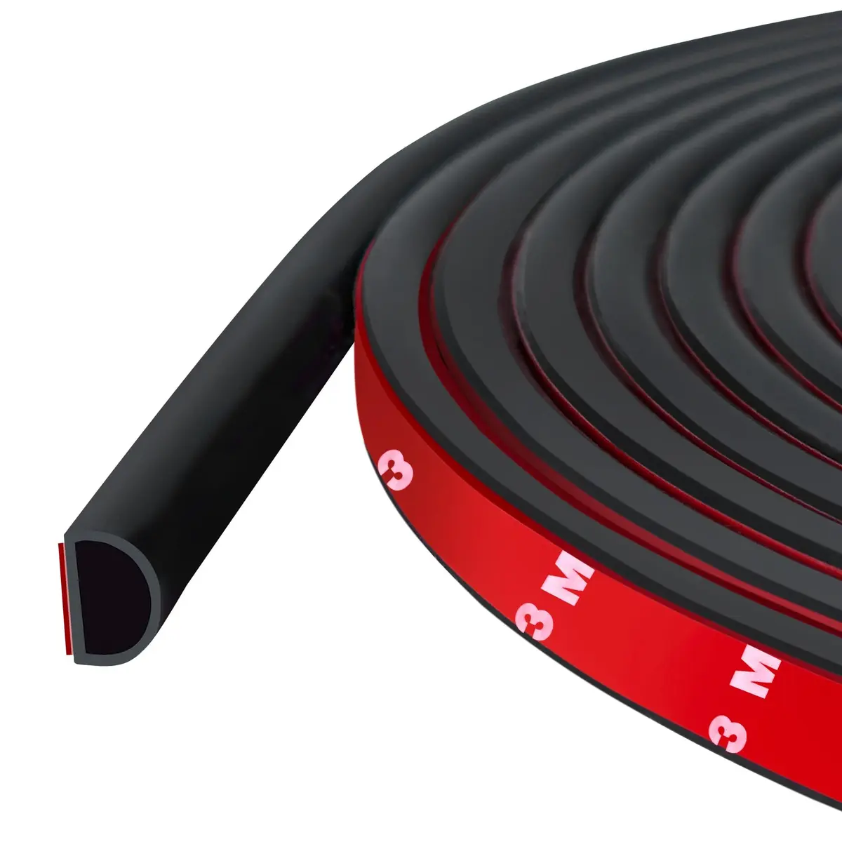 Protalwell Black Silicone Weather Stripping Door Seal 6.35mm (1/4") T × 9.53mm (3/8") W | Seals Gaps & Reduces Noise - main product image