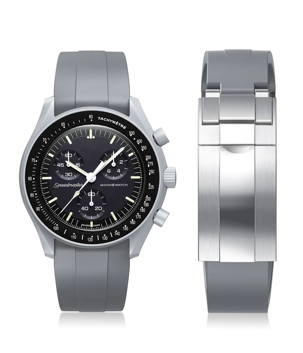 REBANDACE Gray Silicone Watch Band for Omega Moonwatch 20mm | Cut-to-Size, Water-Resistant - main product image