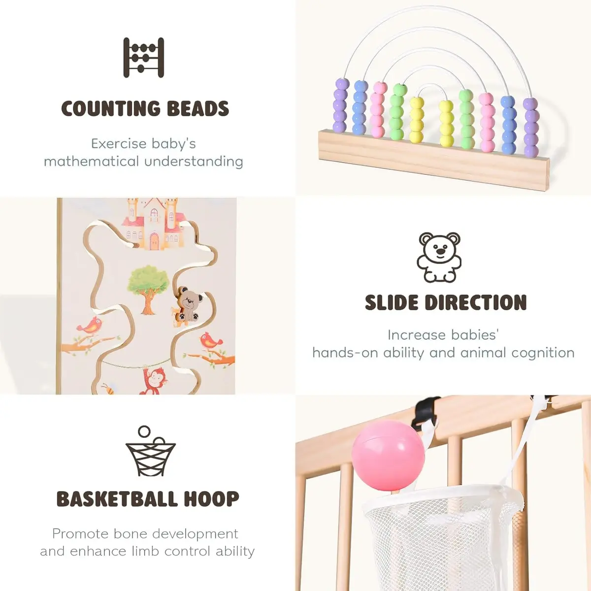 Ulnxiy Wooden Baby Playpen with Toy 56"x56" | Foldable Play Yard for Toddlers - view 3