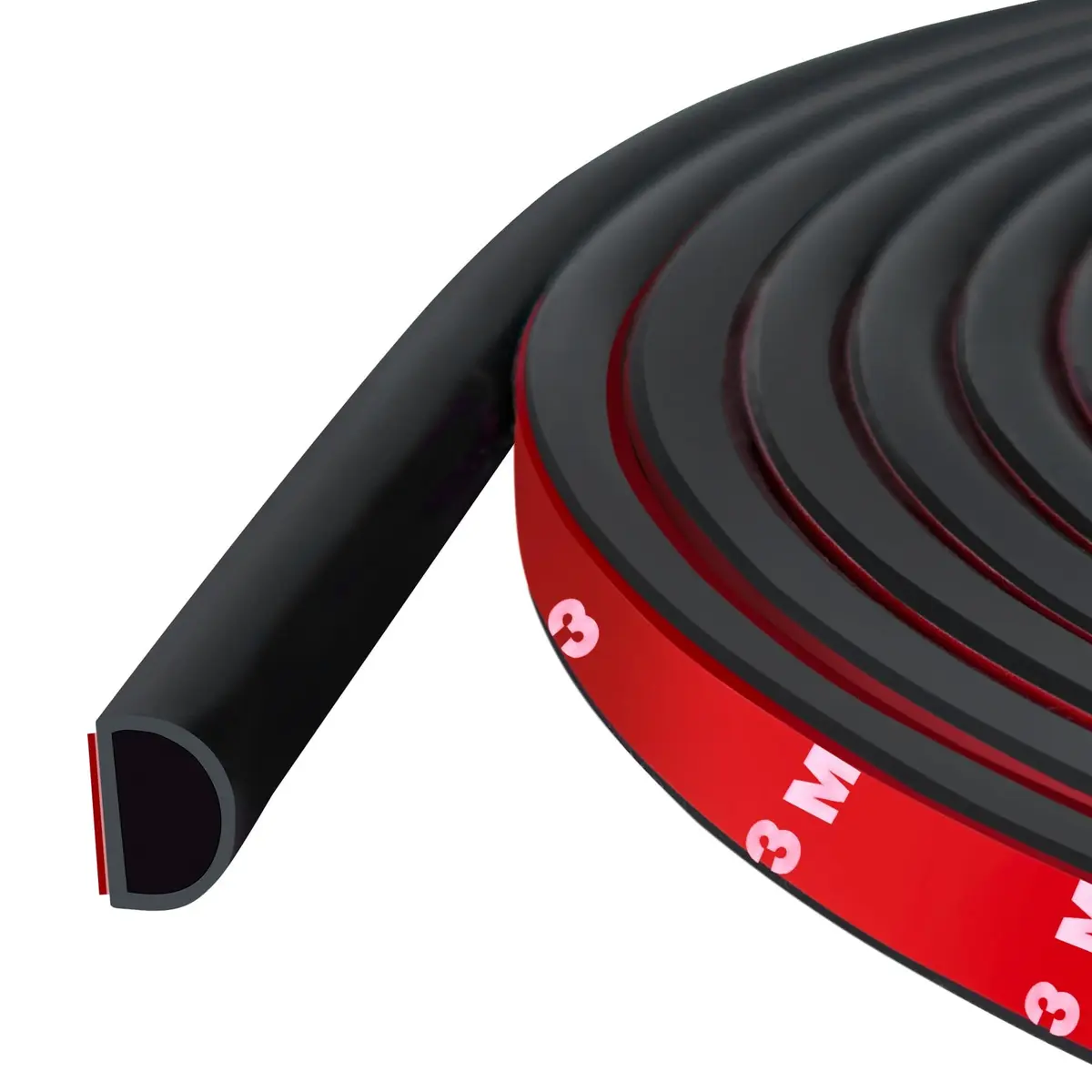 Protalwell D-Shaped Silicone Weather Stripping 6.35mm (3/8") W × 5.08mm (5/16") T — 6.1m (20FT) Roll | Seals Gaps & Reduces Noise - main product image