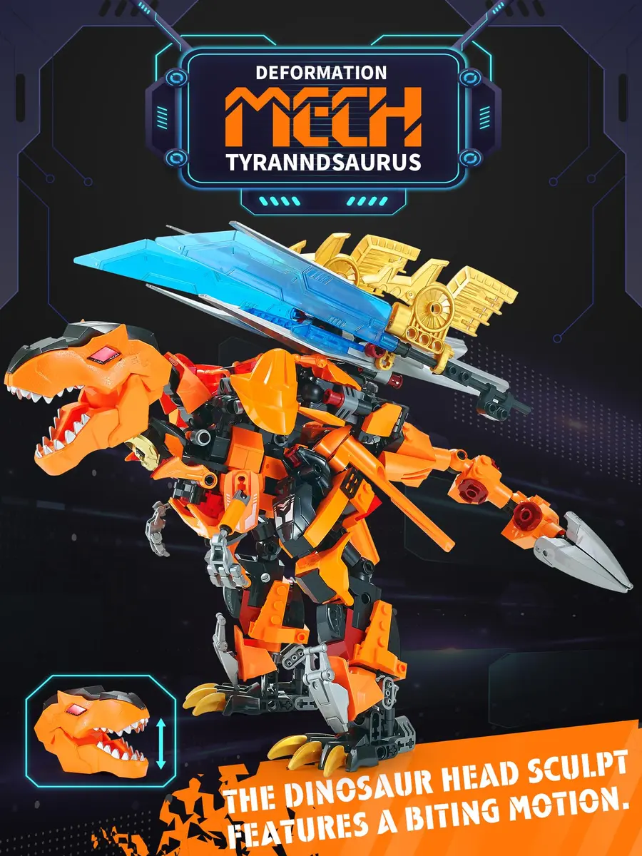 TIALLOW T-Rex Mech Set Dinosaur Transform Robot Model Building Toy | 2-in-1 Dinosaur & Mech - view 4