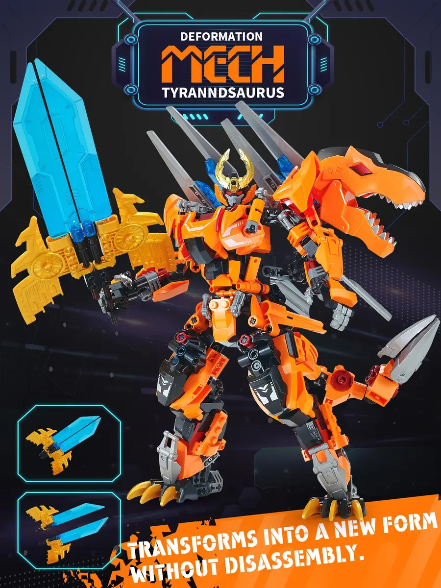 TIALLOW T-Rex Mech Set Dinosaur Transform Robot Model Building Toy | 2-in-1 Dinosaur & Mech - view 3