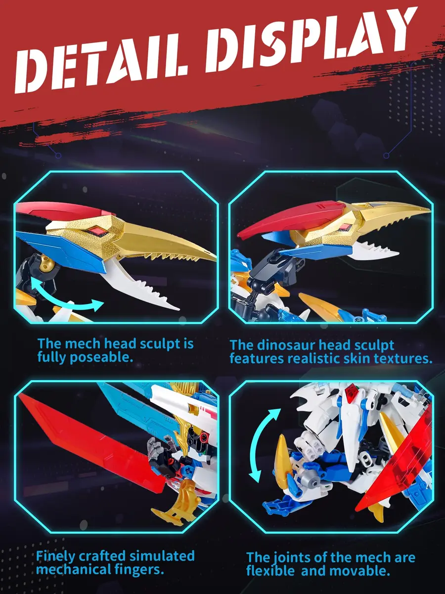 TIALLOW Pterodactyl Mech Building Set 2.36 lb (1.07 kg) | STEM Educational Toy for Kids 8+ - view 5
