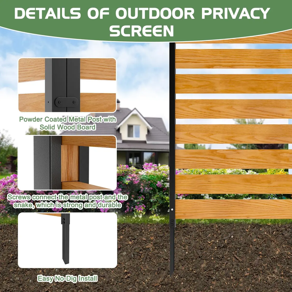 Mosener Air Conditioner Fence, Outdoor Wood Privacy Screens | Weather-Resistant 48" x 48" | Easy Install & Multi-Purpose - view 5