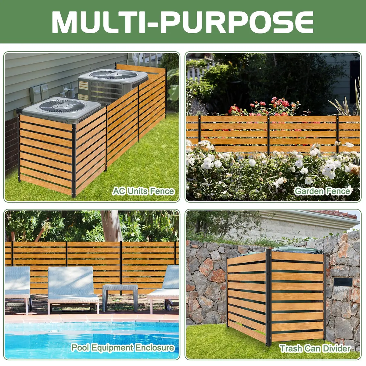Mosener Air Conditioner Fence, Outdoor Wood Privacy Screens | Weather-Resistant 48" x 48" | Easy Install & Multi-Purpose - view 8