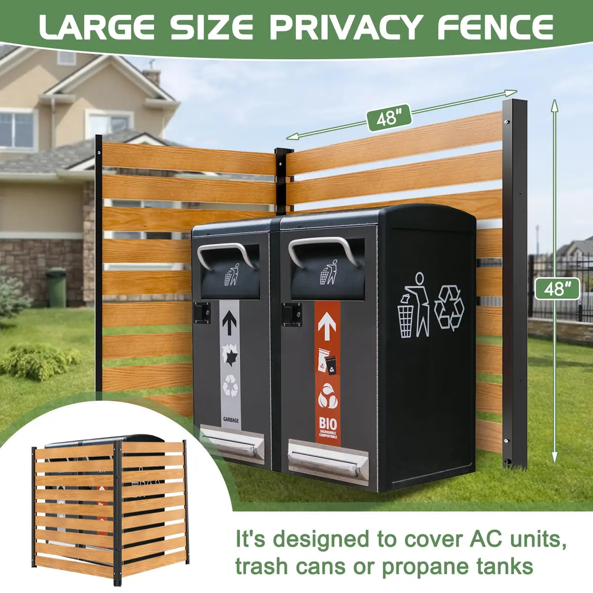 Mosener Air Conditioner Fence, Outdoor Wood Privacy Screens | Weather-Resistant 48" x 48" | Easy Install & Multi-Purpose - view 2