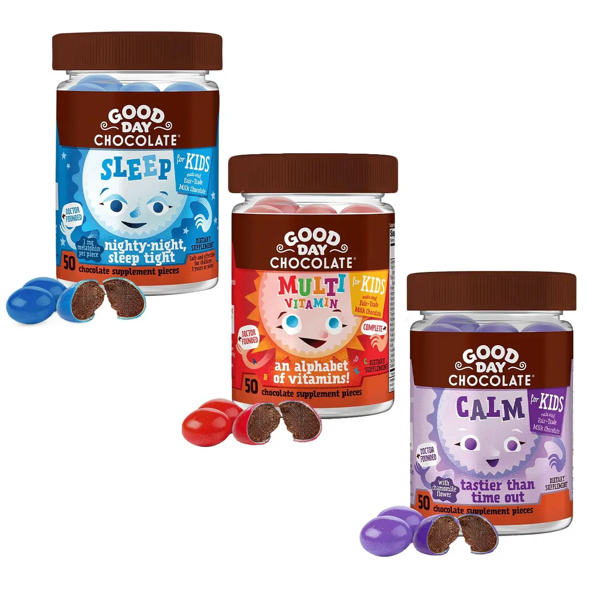 Good Day Chocolate Variety Pack for Kids - Sleep, MultiVitamin, Calm - 3 Pack | Sleep Support with Natural Chamomile - main product image