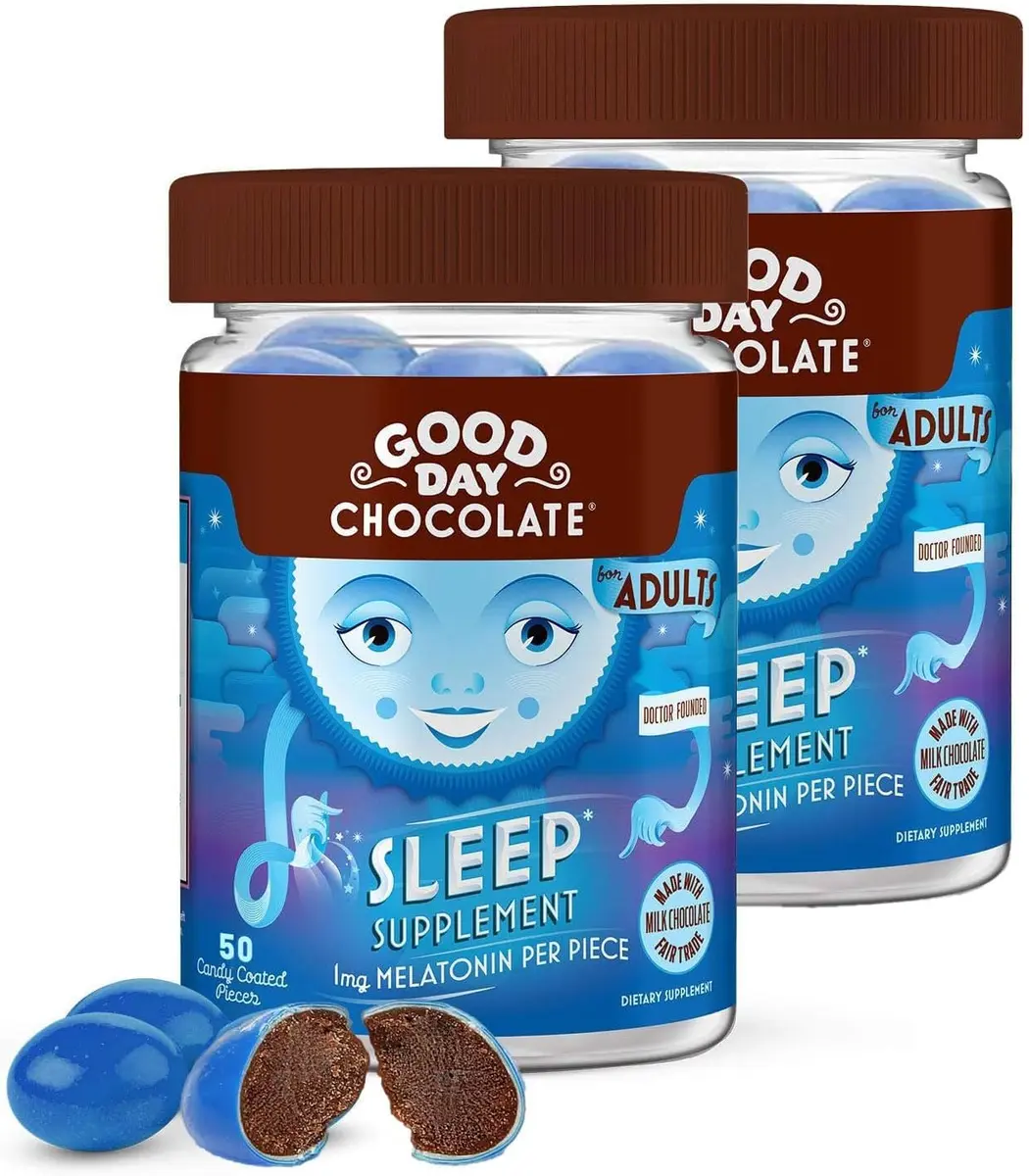 Good Day Chocolate Melatonin for Adults 2 Pack | Natural Sleep Aid with Chamomile & Fair Trade Chocolate - main product image