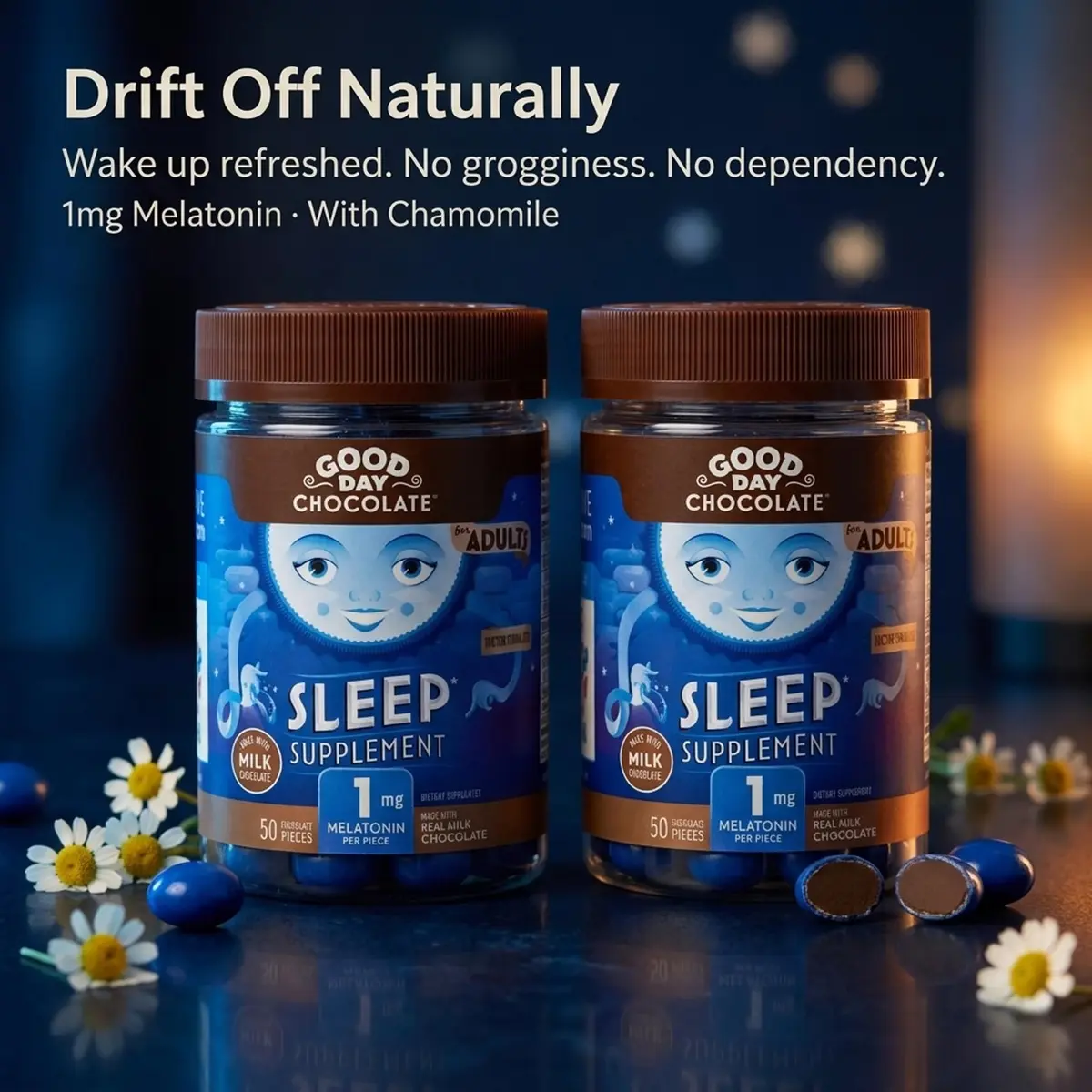 Good Day Chocolate Melatonin for Adults 2 Pack | Natural Sleep Aid with Chamomile & Fair Trade Chocolate - view 5