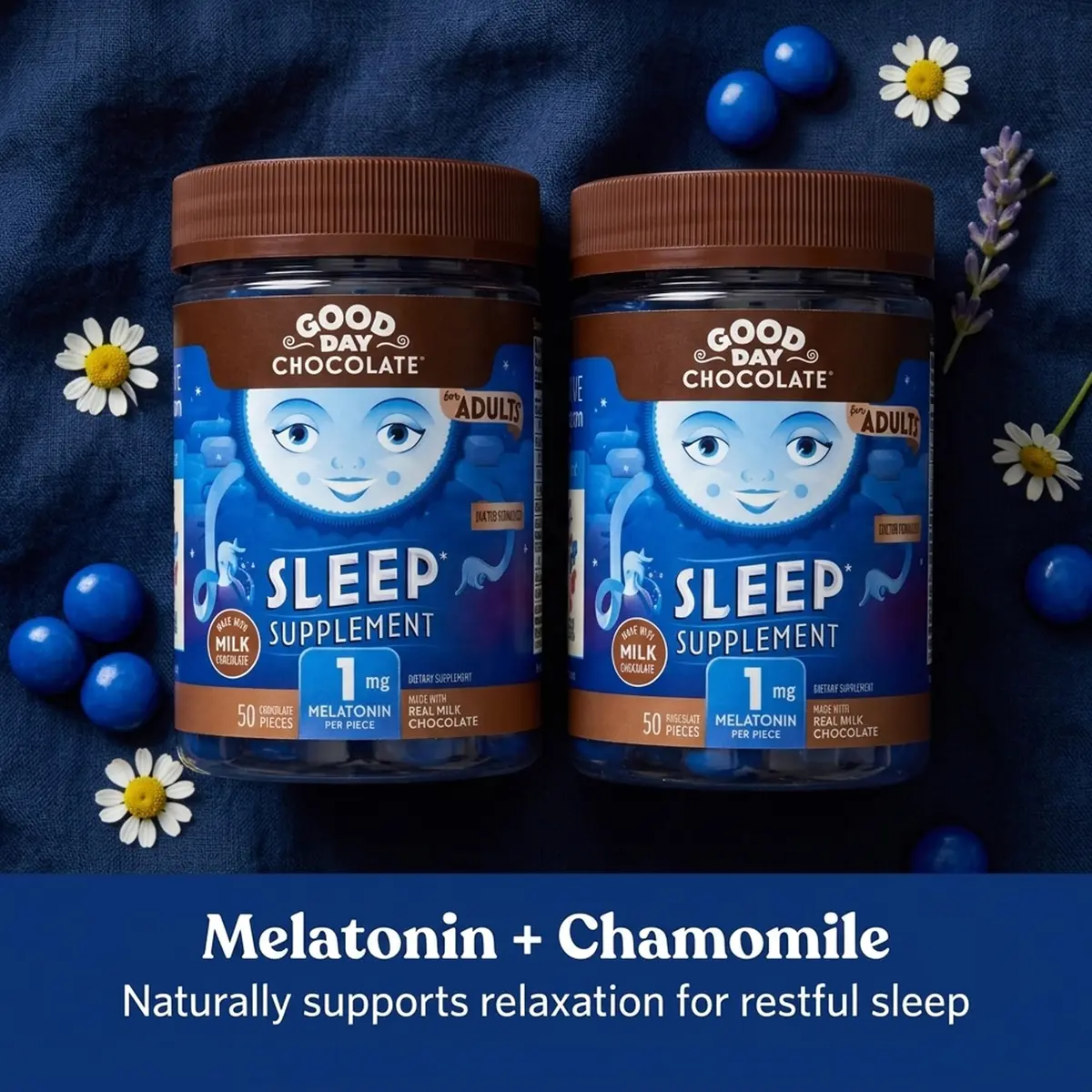 Good Day Chocolate Melatonin for Adults 2 Pack | Natural Sleep Aid with Chamomile & Fair Trade Chocolate - view 4
